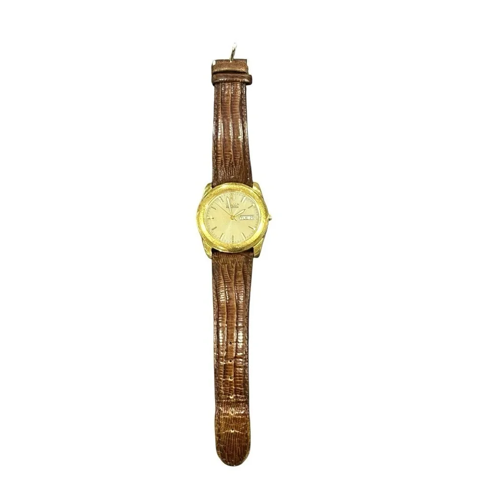 CITIZEN Eco-Drive Calendar Watch E100-H25721 Gold Plated Over Stainless Steel